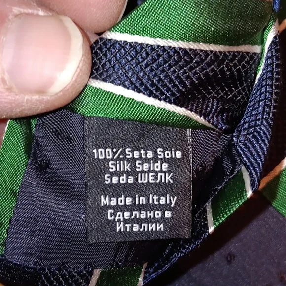 Hugo Boss Navy and Green Striped Tie - Picture 5 of 5